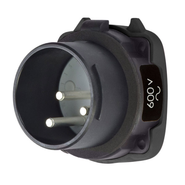 35-18182-K14-A155-HAZ - DR30 INLET POLY BLACK SIZE 2 TYPE 4X 2P+G 30A 600 VAC 60 Hz NO AUX WITH NO LOCKOUT HOLE